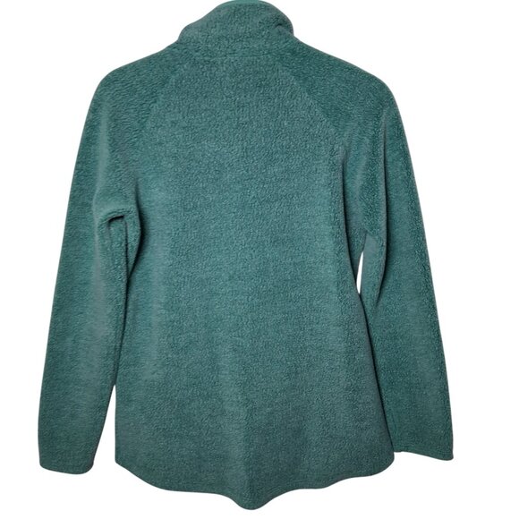 LL Bean Fleece Jacket Women S Green Tumbled Sherpa 1/4 Snap Up Gorpcore Outdoors - Picture 2 of 12